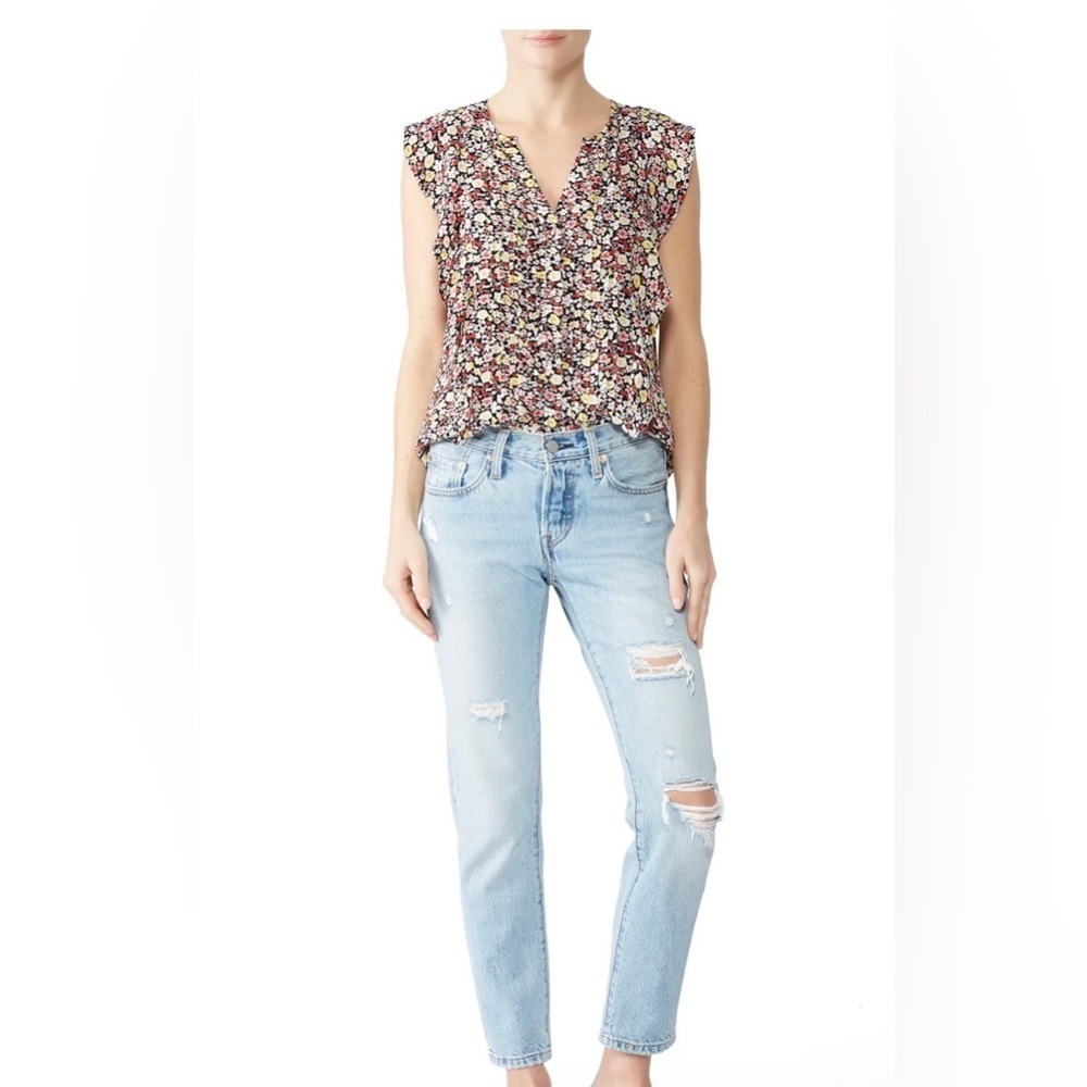 Sanctuary Clementine Ruffle Top Black Floral XS